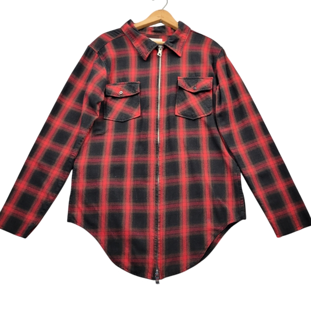 Homme Femme Los Angeles Mens Flannel Shirt Size Medium Full Zip FLAWED